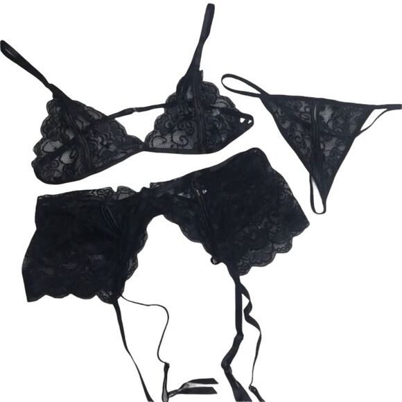 New Oh La La Cheri Bralette Suspenders Gstring Set Size L/XL - Picture 8 of 11